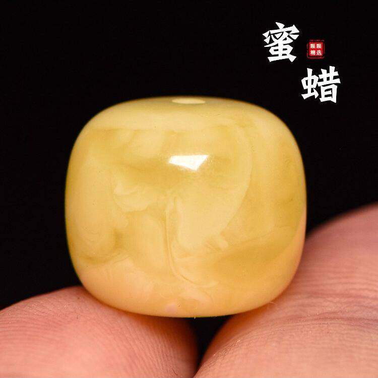 天然俄料蜜蜡单珠手串金刚星月108佛珠diy配件琥珀老型珠桶珠散珠