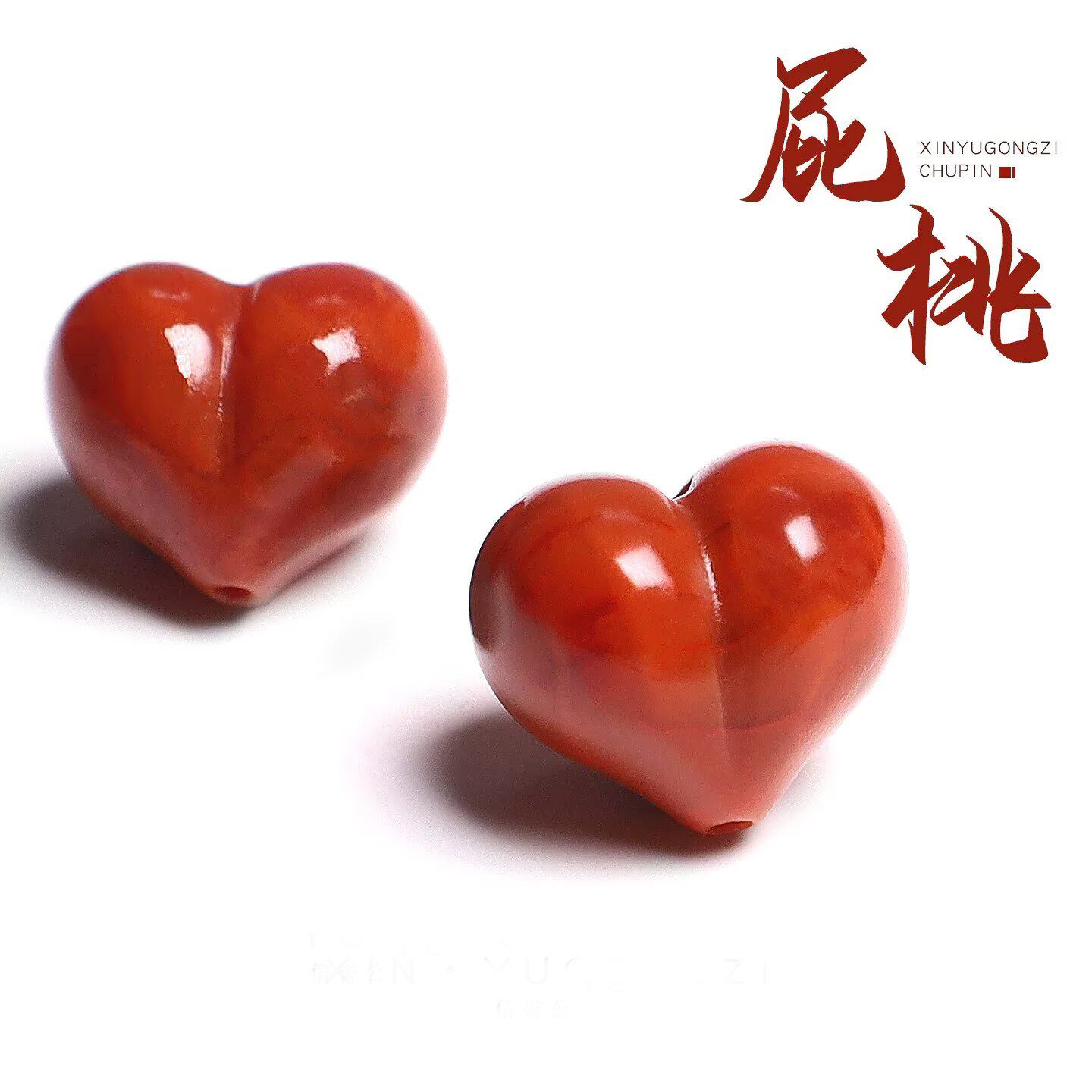 原矿南红玛瑙雕刻屁桃背