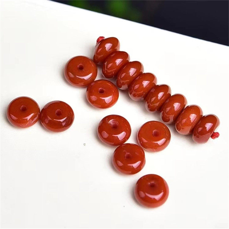 天然南红玛瑙隔片散珠子