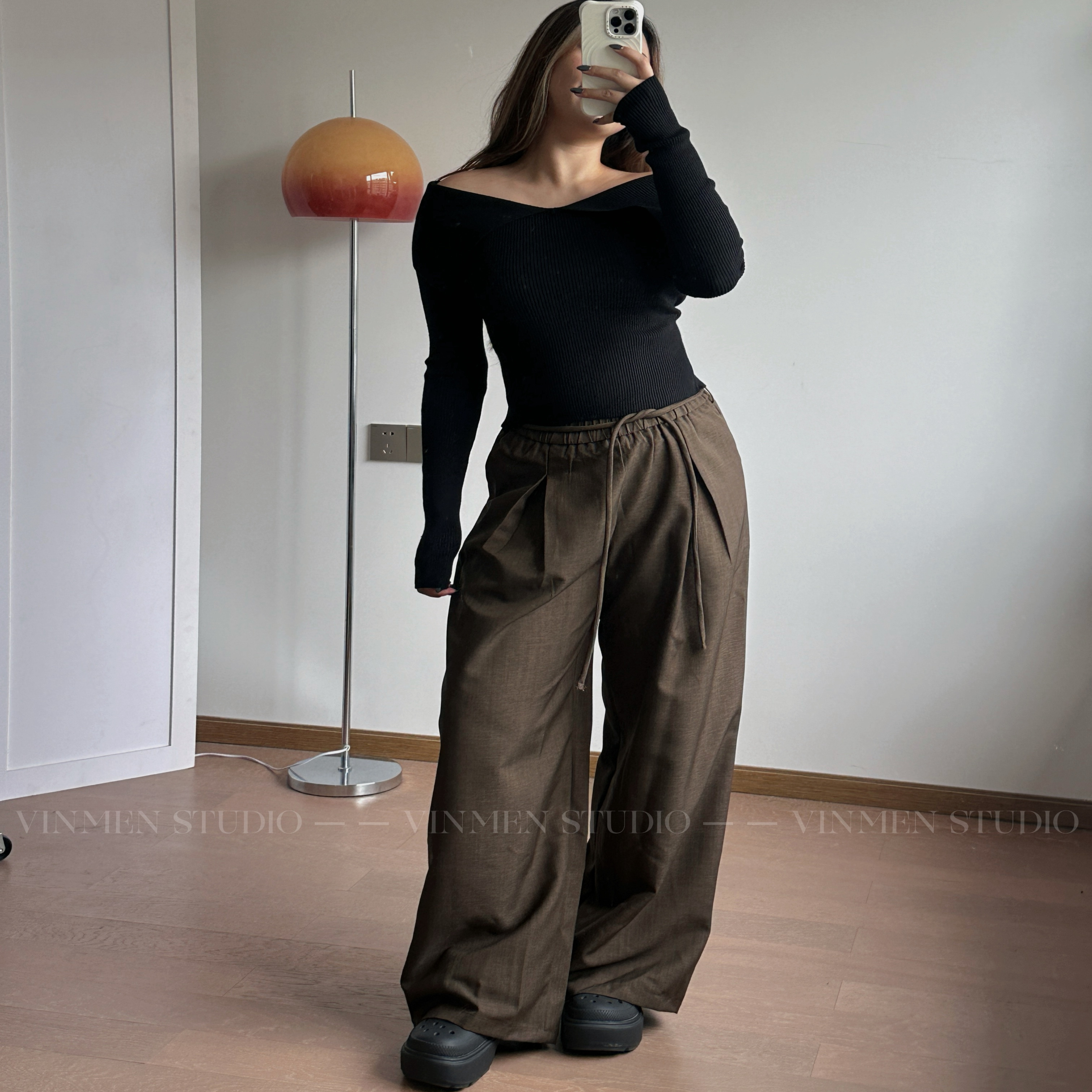 垂感绑带宽松阔腿裤休闲度假长裤