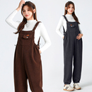 高个子保暖长裤 加长版 冬季 加绒宽松大码 孕妇背带裤 孕妇套装 秋冬款