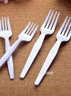 一次性白色独立包装胶叉加厚外卖打包西餐意面叉水果沙拉叉蛋糕叉
