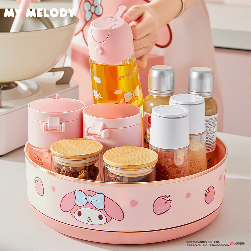 三丽鸥厨房旋转调料置物架转盘