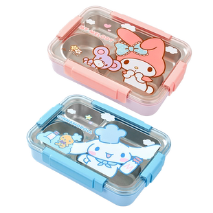 三丽鸥不锈钢保温饭盒儿童小学生上班族专用初中生分格便当餐盘碗