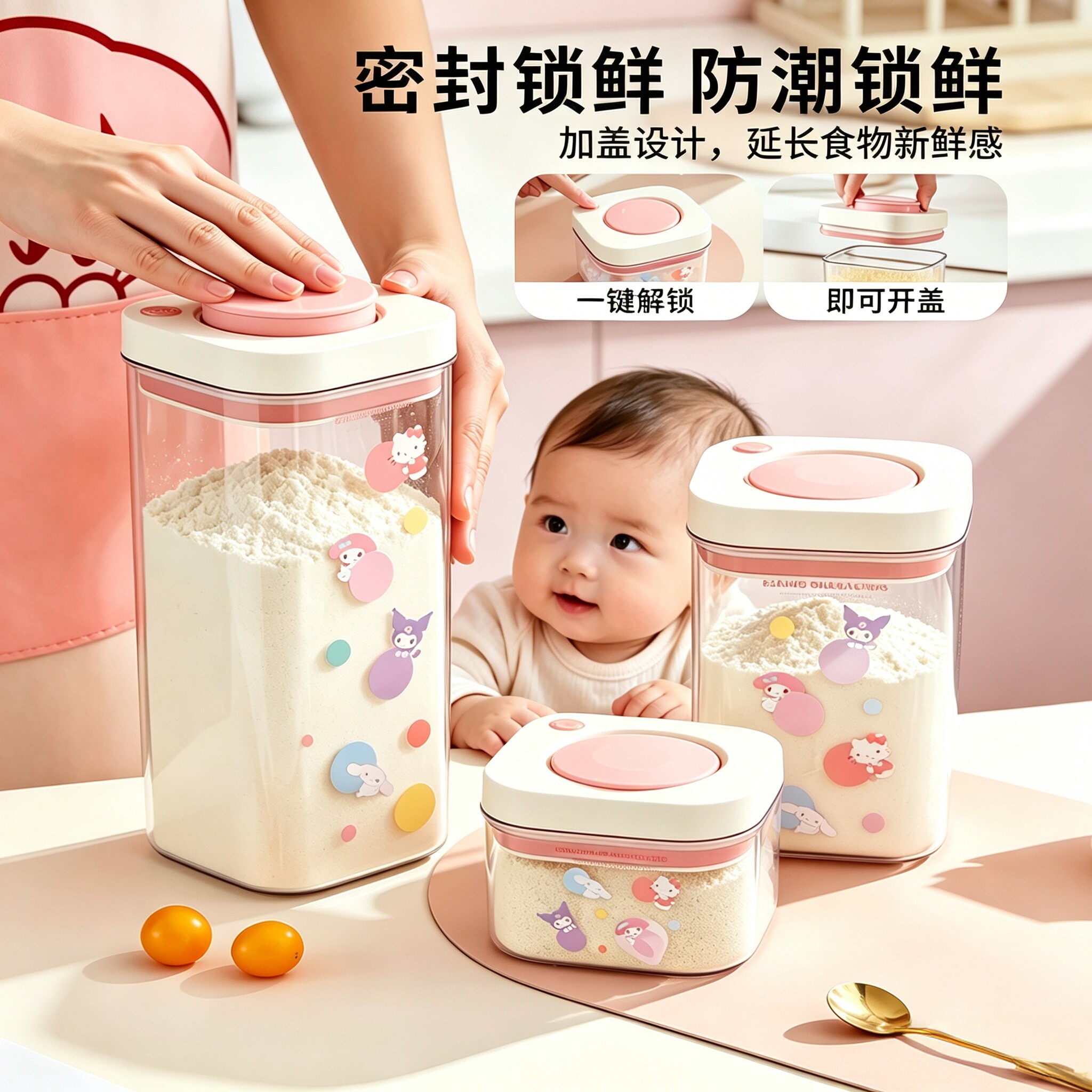 三丽鸥按压密封宝宝辅食罐图片