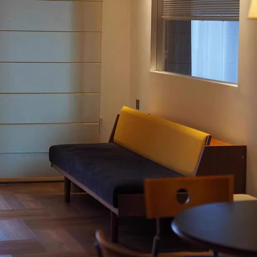 北欧中古沙发床布艺折叠柚木日间床无扶手简约沙发小户型乳胶定制