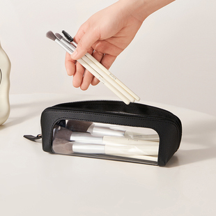 简约手拿化妆包迷你小号化妆刷眉笔口红收纳袋化妆工具包透明防水