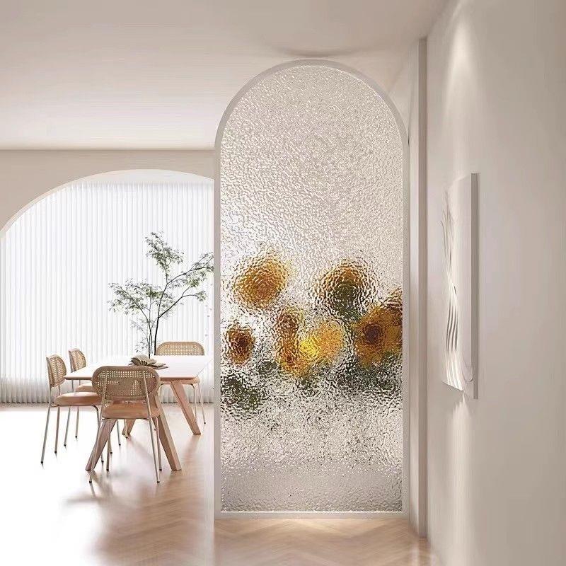 不锈钢奶油风淋浴间屏风隔断客厅遮挡干湿分离浴室半隔断防水装饰