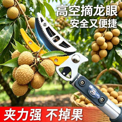 摘荔枝剪刀摘果神器伸缩枇杷高空水果加长采摘器香椿高枝剪龙眼杆