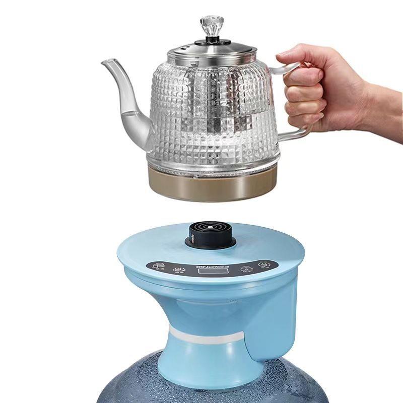 桶装水抽水加热一体机底部上水玻璃壶茶壶泡茶饮水机电动抽水器烧