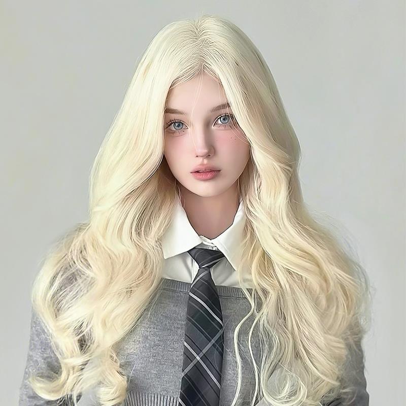 佐薇兰金色假发女cos自然中分刘海长卷发大波浪lolita网红假发套