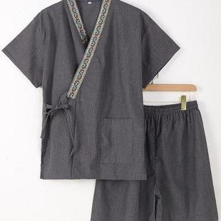 日式 按摩服温泉桑拿服 情侣汗蒸服男款 苎麻洗浴足浴服女加肥大泰式