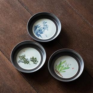 纯手绘养壶垫陶瓷壶承茶承家用盖碗托茶壶垫复古功夫茶具配件茶托