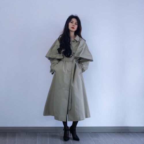 B家复刻中长斗篷风衣复古宽松