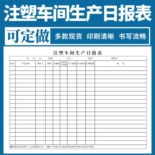 注塑车间生产日报表工艺表收据