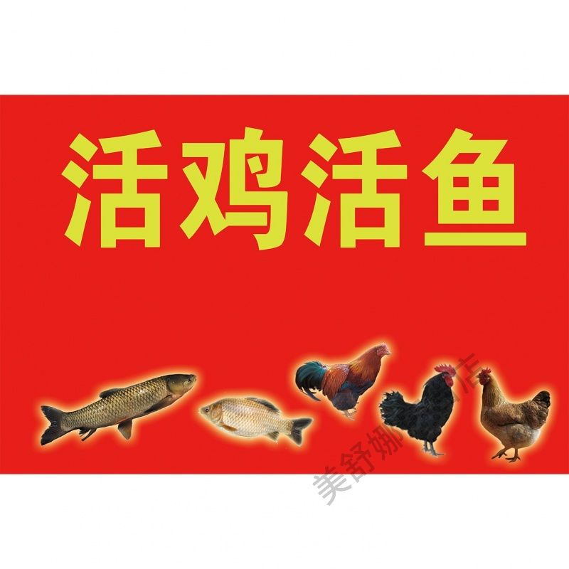活鸡活鱼出售定制海报写真背胶广告招牌防水喷绘自粘壁纸贴纸
