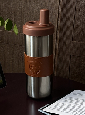 随行咖啡杯男简约车载运动保温杯女轻奢保冷保热户外便携吸管水杯