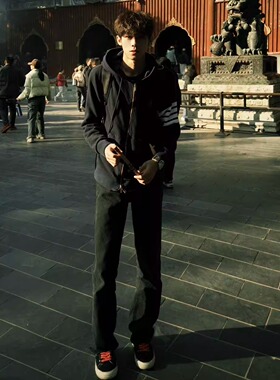 ZLAYCO美式极简黑百搭直筒牛仔裤cleanfit日常通勤宽松休闲长裤