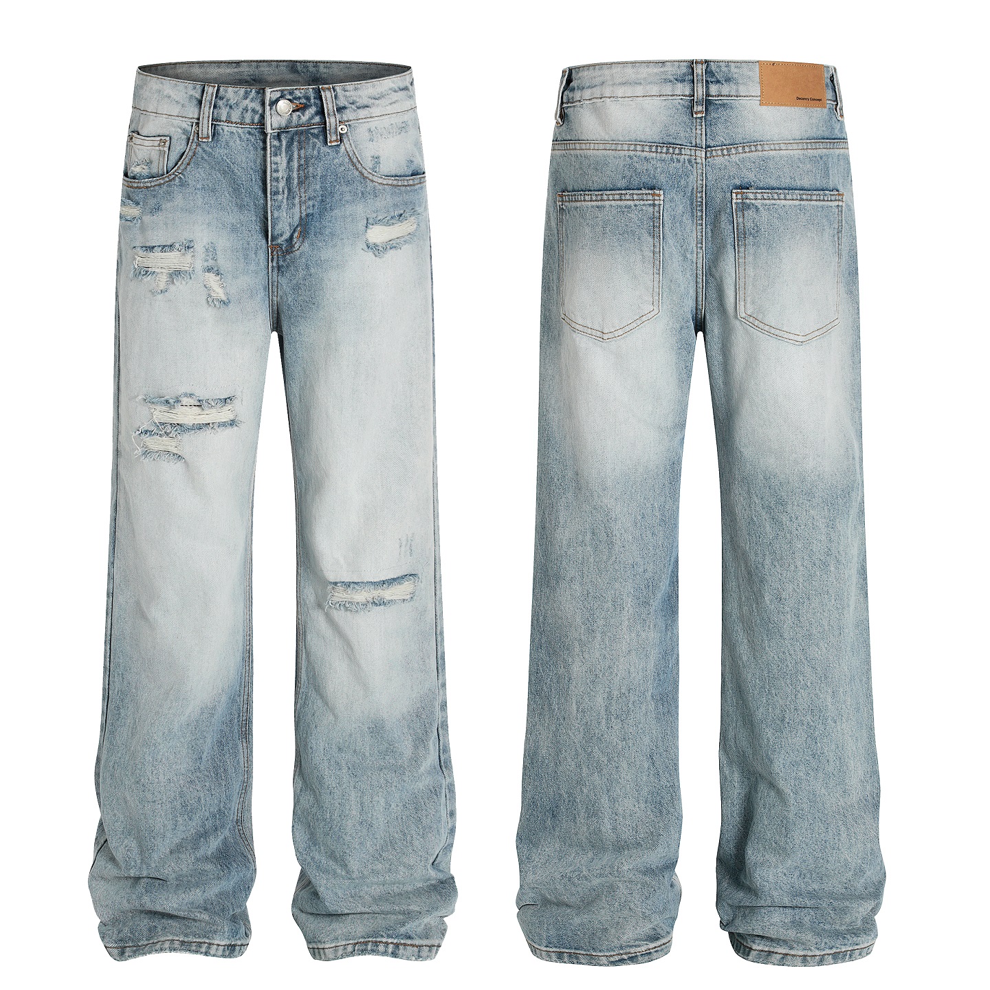 ZLAYCO美式高街破洞牛仔裤