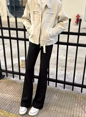 ZLAYCO美式高街黑色cleanfit廓形西裤男女直筒微喇休闲裤百搭长裤