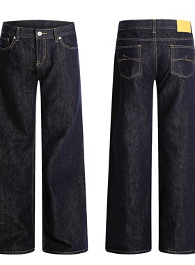 ZLAYCO美式复古cleanfit阔腿原牛色牛仔裤男士街潮宽松百搭