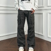 ZLAYCO水洗做旧风琴口袋修身 Cleanfit立体剪裁休闲裤 微喇工装 裤