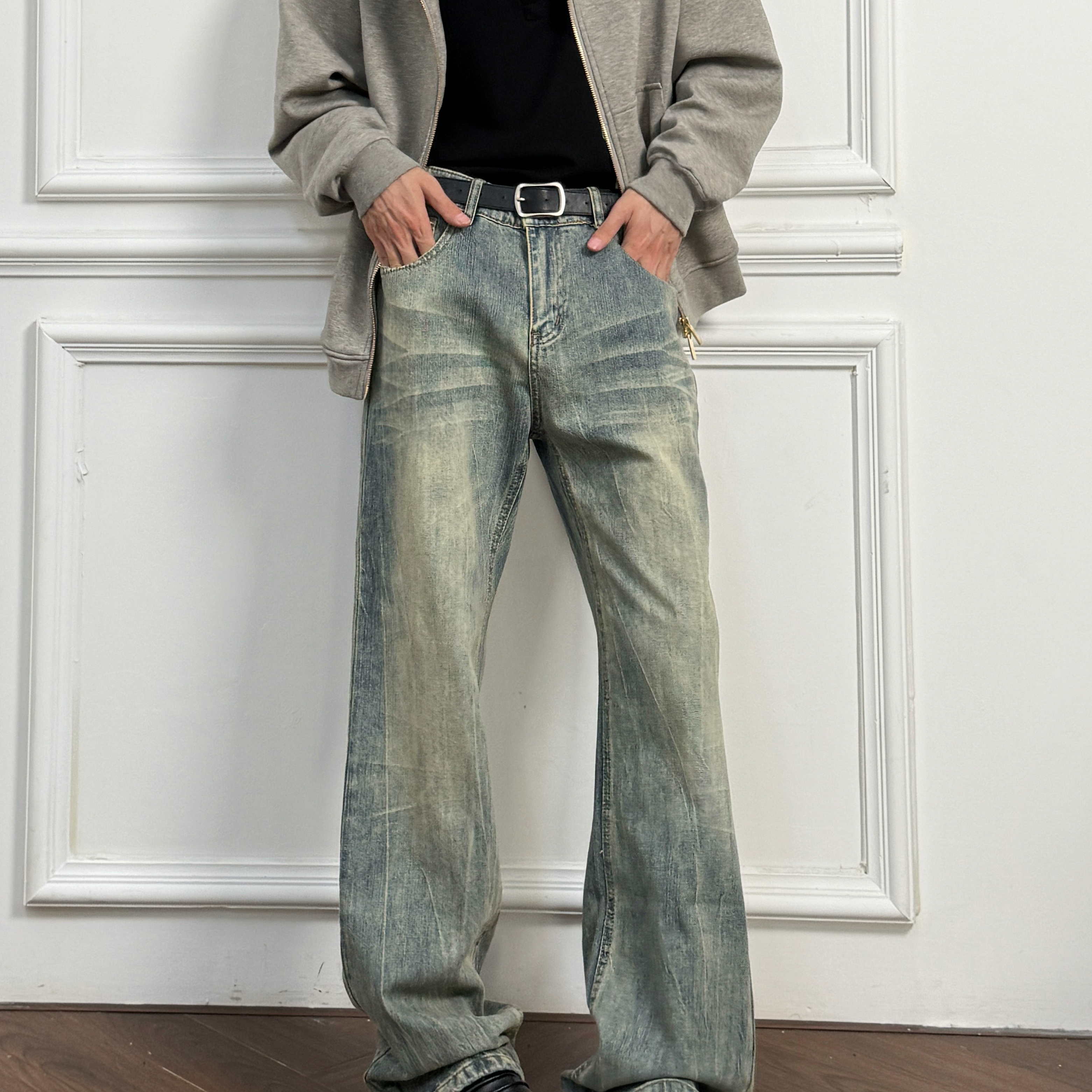 ZLAYCO水洗猫须牛仔裤