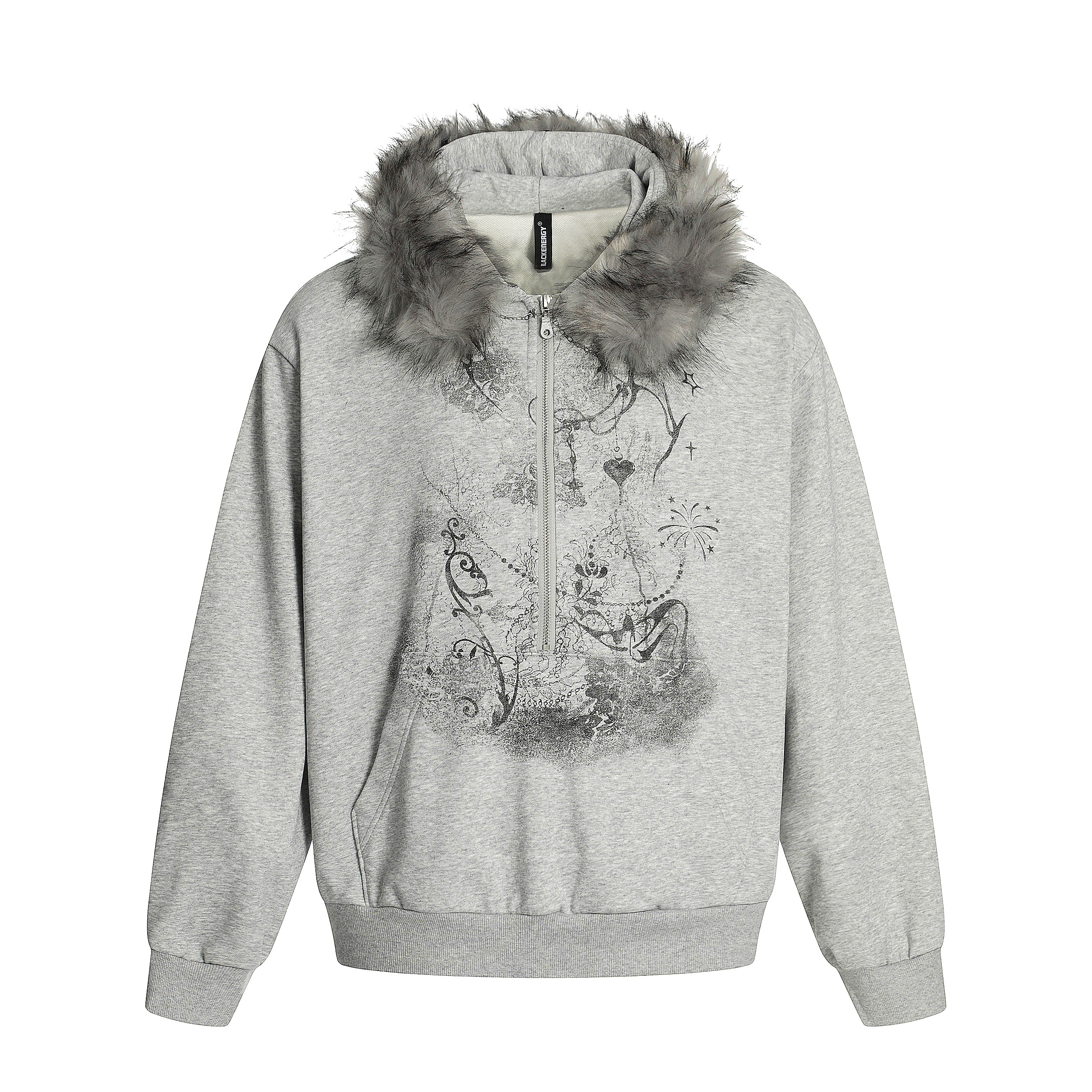 ZLAYCO美式复古涂鸦印花连帽卫衣