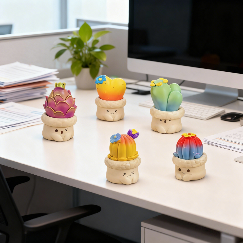 迷你呆萌仙人掌微缩仿真可爱多肉盆栽模型玩具办公桌装饰创意摆件