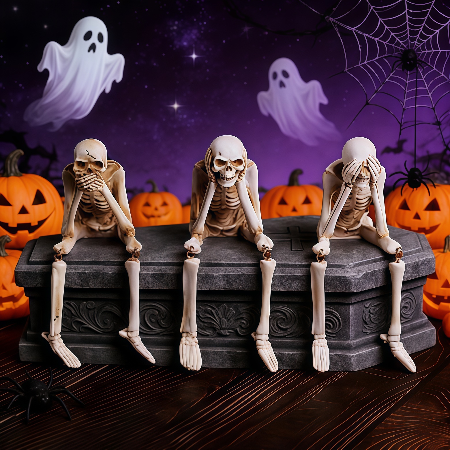 万圣节搞怪骷髅人办公桌面装饰工位治愈情绪小摆件送男生生日礼物