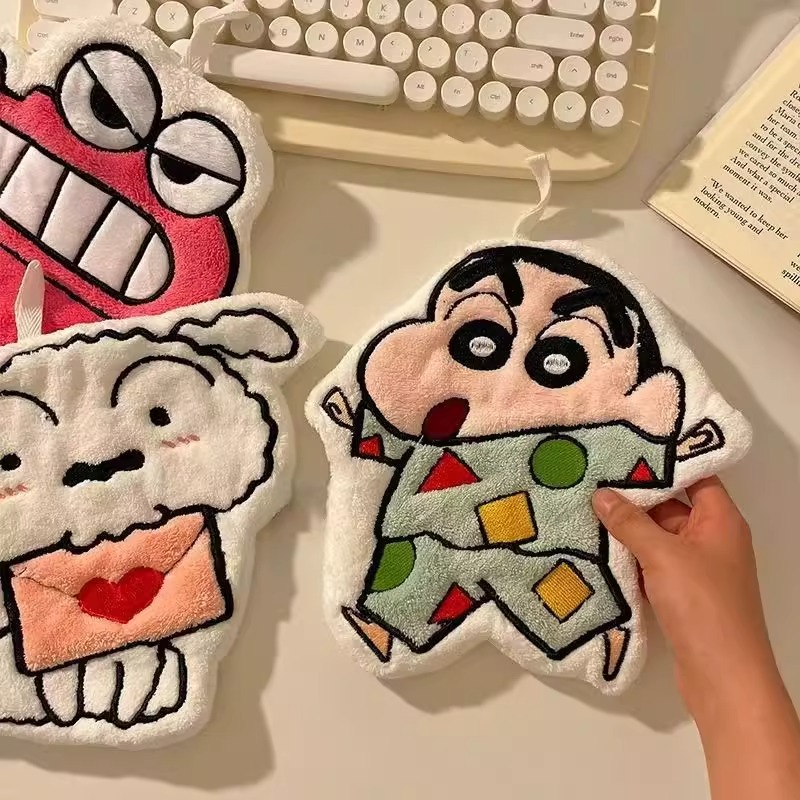 蜡笔小新鳄鱼小狗擦手巾吸水速干双层加厚儿童擦手小毛巾卡通挂式