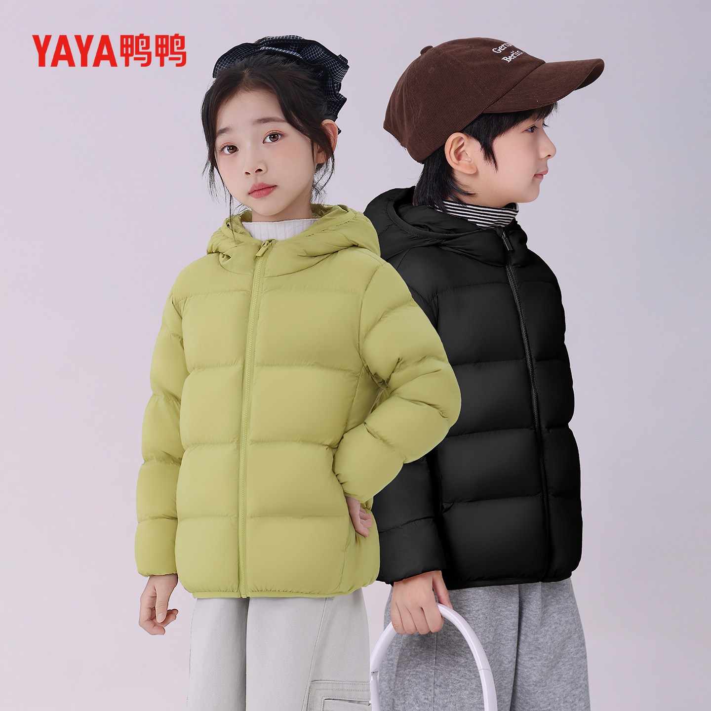 鸭鸭儿童轻薄羽绒服短款2026新款洋气中大童秋冬季保暖面包服外套