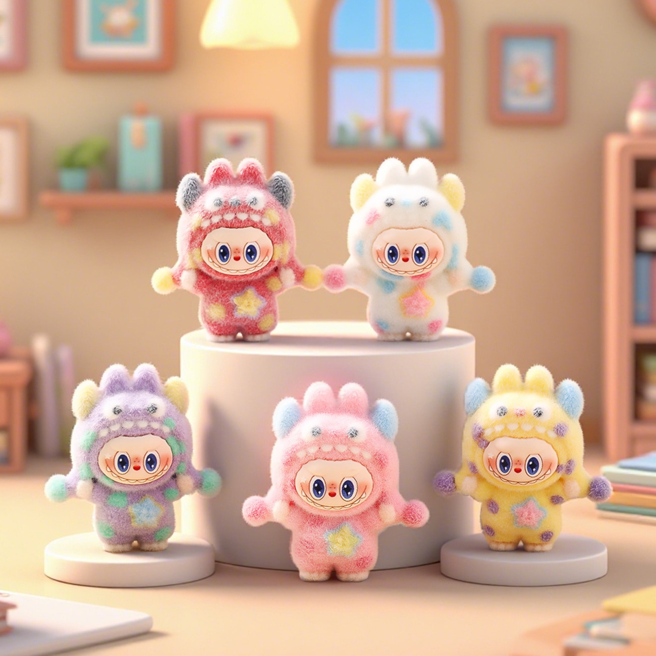 可爱植绒波点怪兽萌粒手办创意桌面装饰小摆件挂件潮玩卡通摆件,家居饰品,桌面摆件,淘宝优惠券,粉丝福利购,淘宝优惠卷