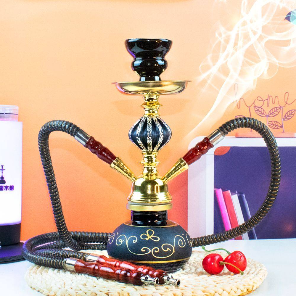 水烟壶全套装 小号阿拉伯水烟家用 单双人玻璃水烟斗筒水果味精品