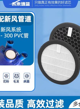 圆形新风管道PVC110/160250空气净化器HEPA过滤网滤芯除雾霾pm2.5