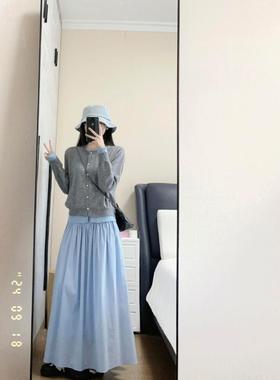 NORA STUDIO【清爽look】 秋装新款高腰显瘦褶皱A字大摆半身裙女