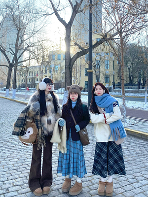 Lune高级感复古格子显瘦百褶裙女