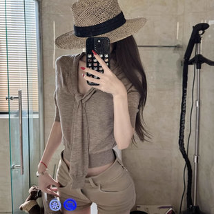 收腰蝴蝶结披肩针织衫 极简轻奢御姐气质高级感小众水溶羊毛薄款 女