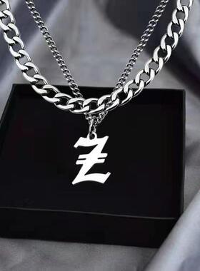 古巴字母嘻哈钛钢男士毛衣链