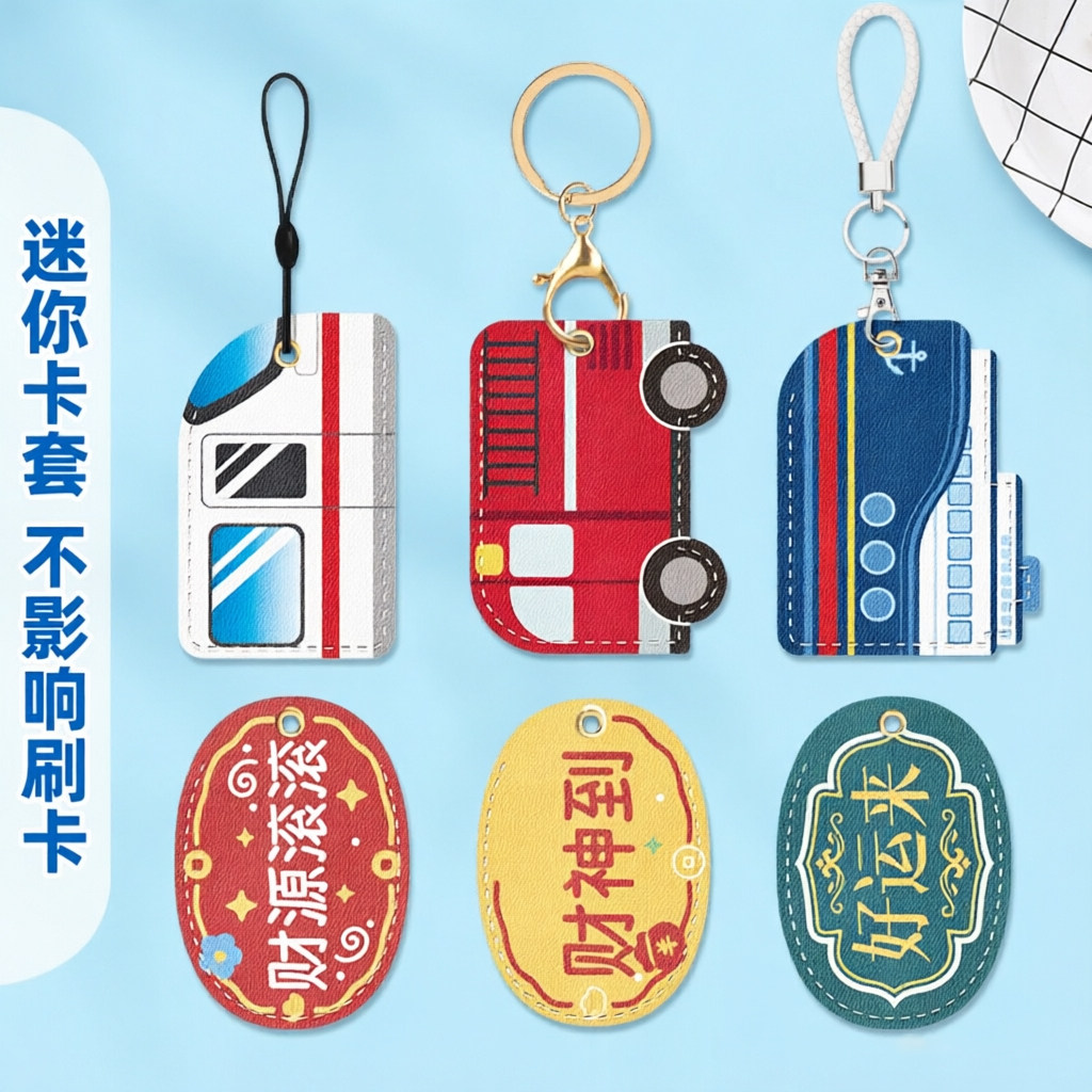 钥匙扣链门禁卡套一体电梯保护套可爱小长方形nfc磁吸电动车水滴形圆形迷你小区门卡公交真皮卡通电子锁感应