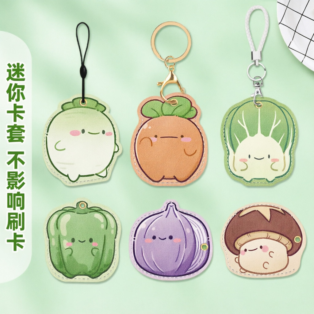 钥匙扣链门禁卡套一体电梯保护套可爱小长方形nfc磁吸电动车水滴形圆形迷你小区门卡公交真皮卡通电子锁感应