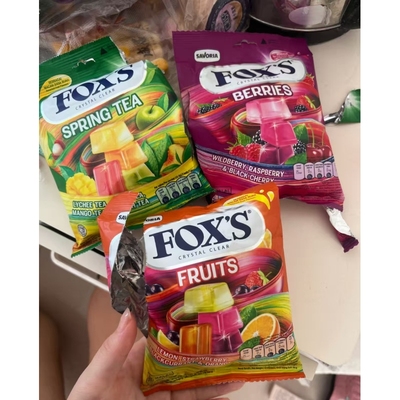 foxs水晶糖四季茶水果糖水果硬糖薄荷糖水蜜桃味糖树莓味糖果喜糖
