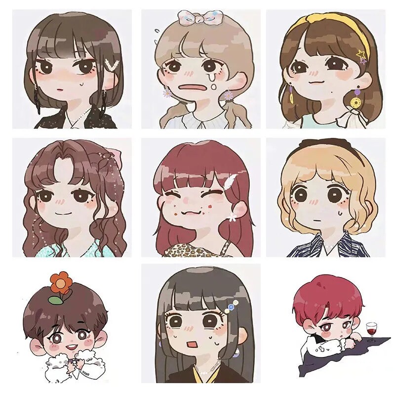 时代少年团Q版女装卡通头像diy数字油画搞怪TNT可爱女版少年壁画