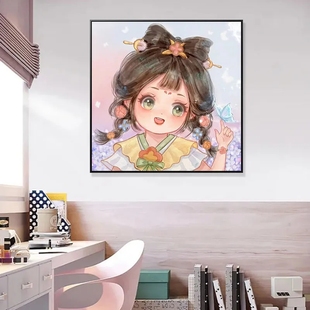 蔡文姬 花朝如约diy数字油画卡通动漫Q版王者荣耀手绘填色装饰画