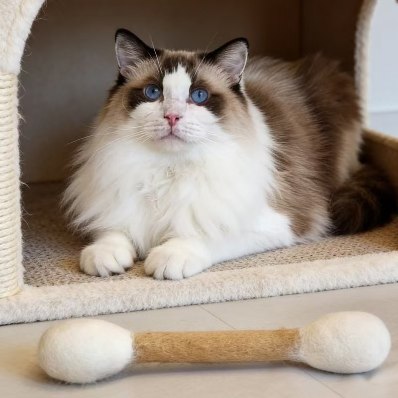猫玩具纯羊毛毡大棉签逗猫棒磨牙