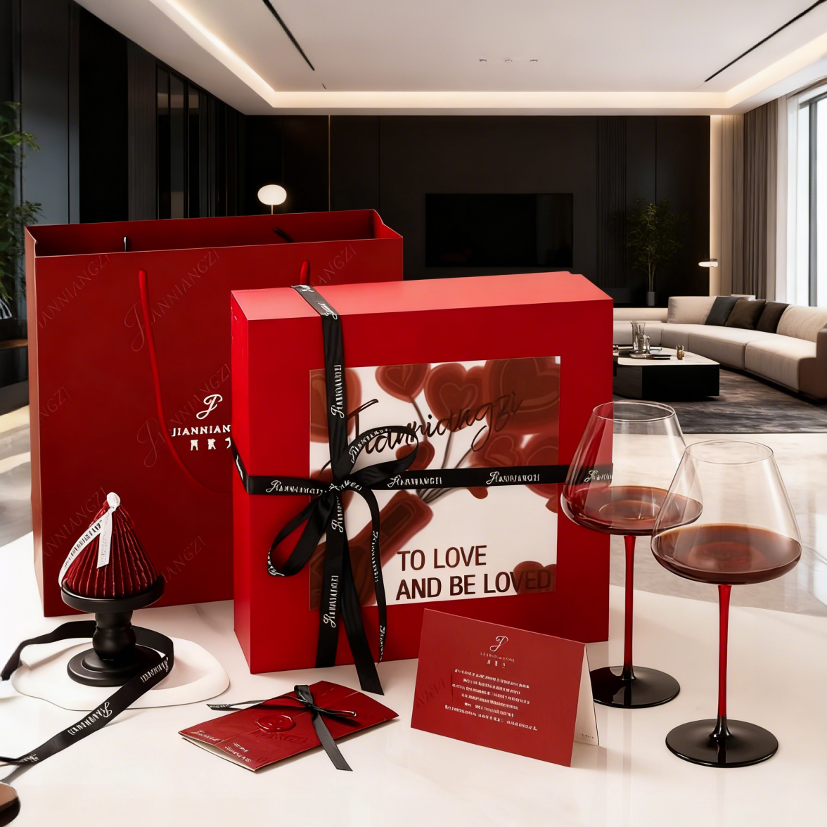 简娘子【红领结】红酒杯礼盒新婚结婚礼物送闺蜜乔迁新家送礼套装