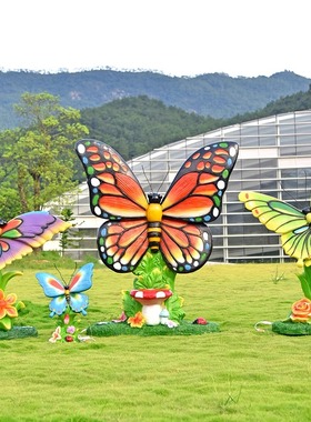 仿真发光蝴蝶玻璃钢雕塑摆件