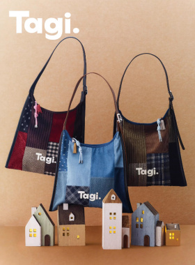 Tagi.日常休闲撞色灯芯绒单肩包拼接牛仔大容量复古斜挎包