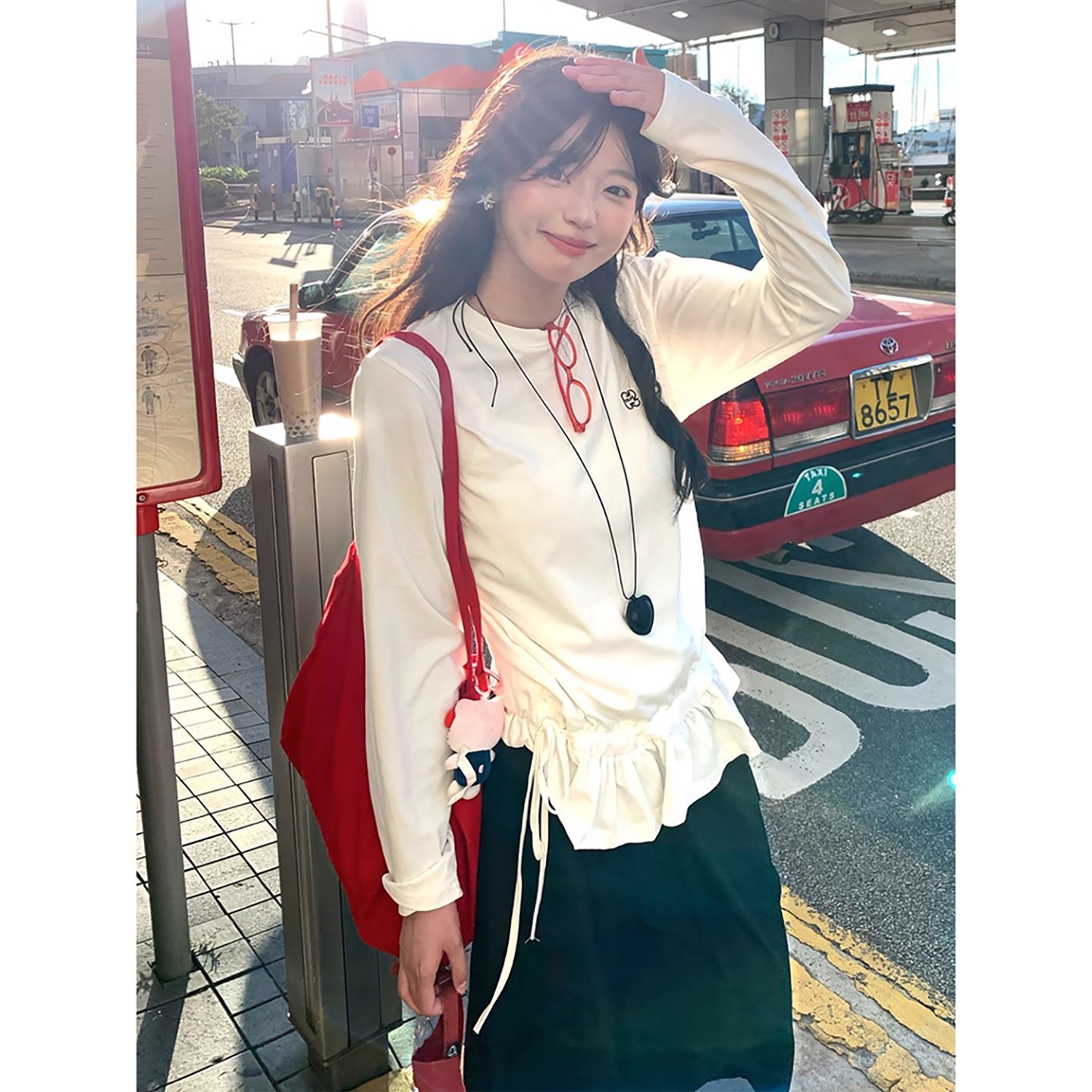 【送运费险】美式复古白色长袖t