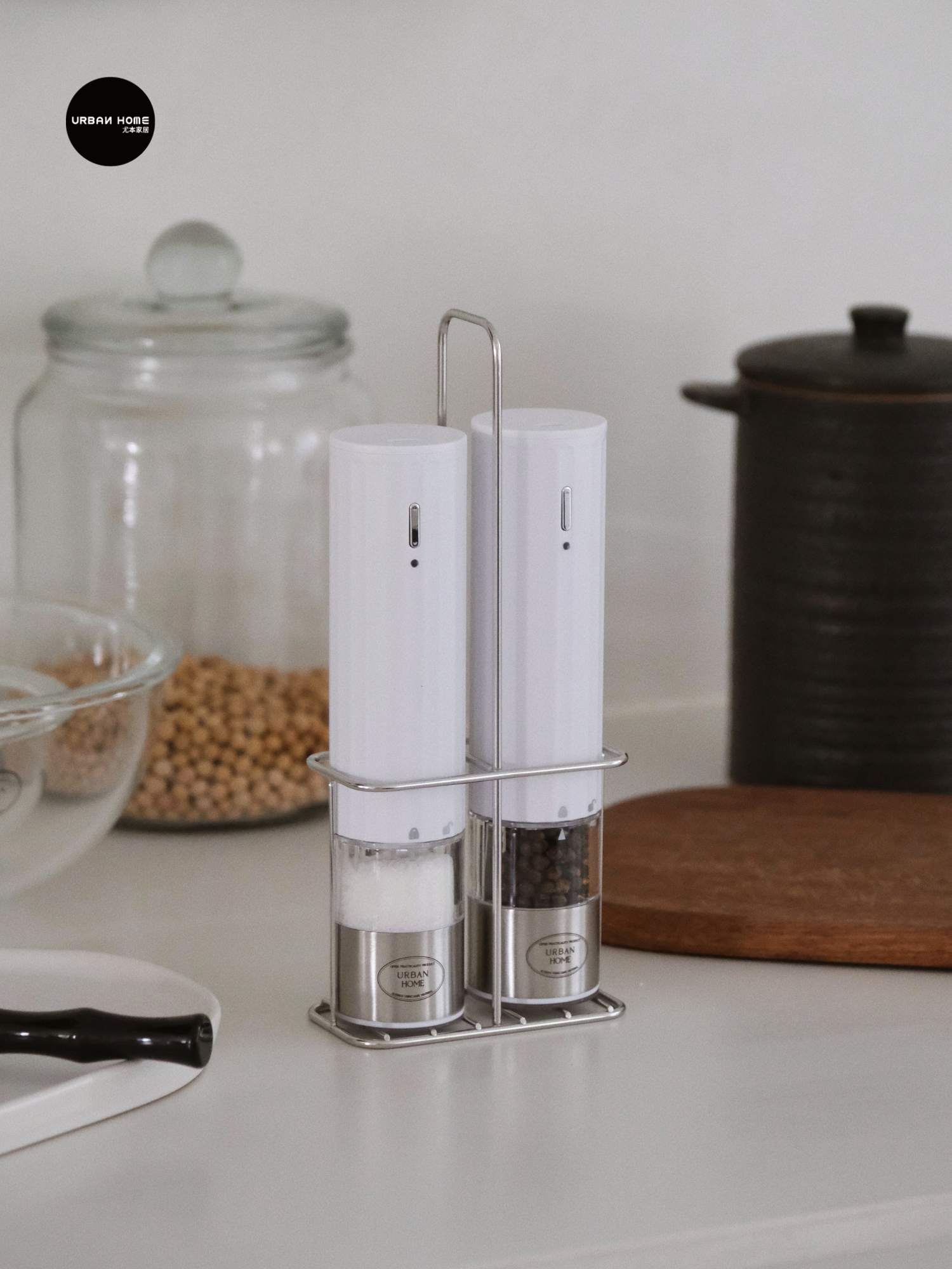 友本家用罗马电动胡椒研磨机家用厨房调味罐海盐胡椒研磨瓶